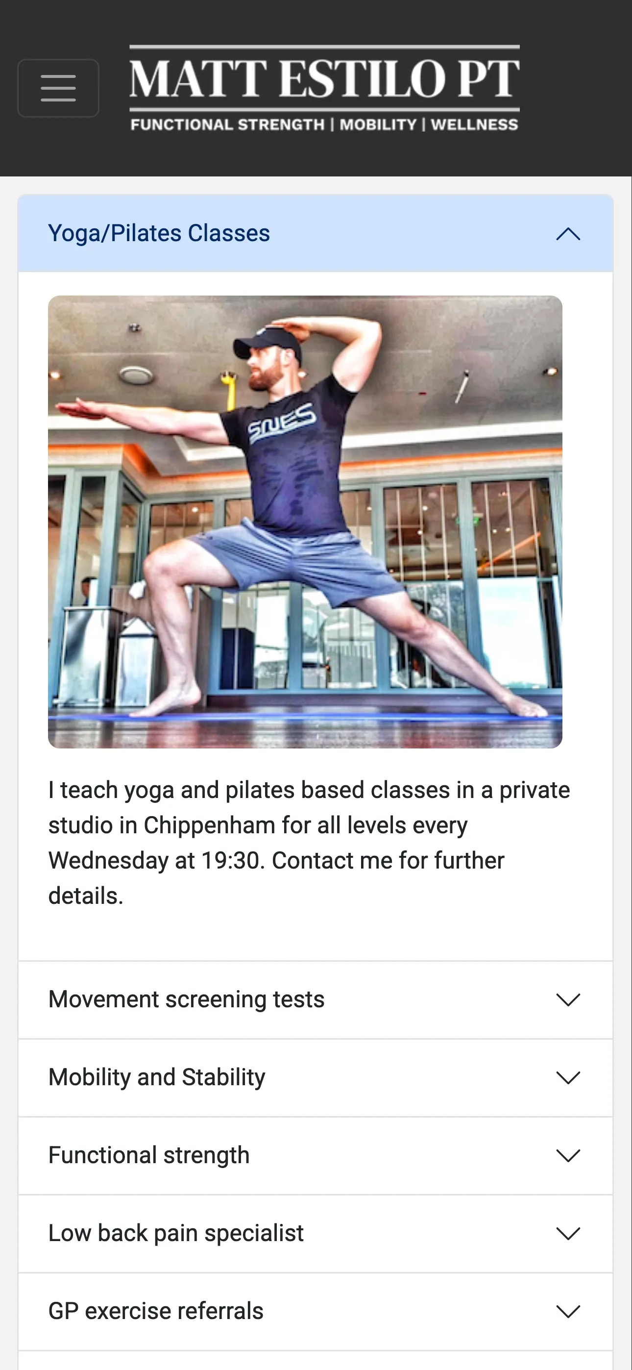 Matt Estilo PT mobile view